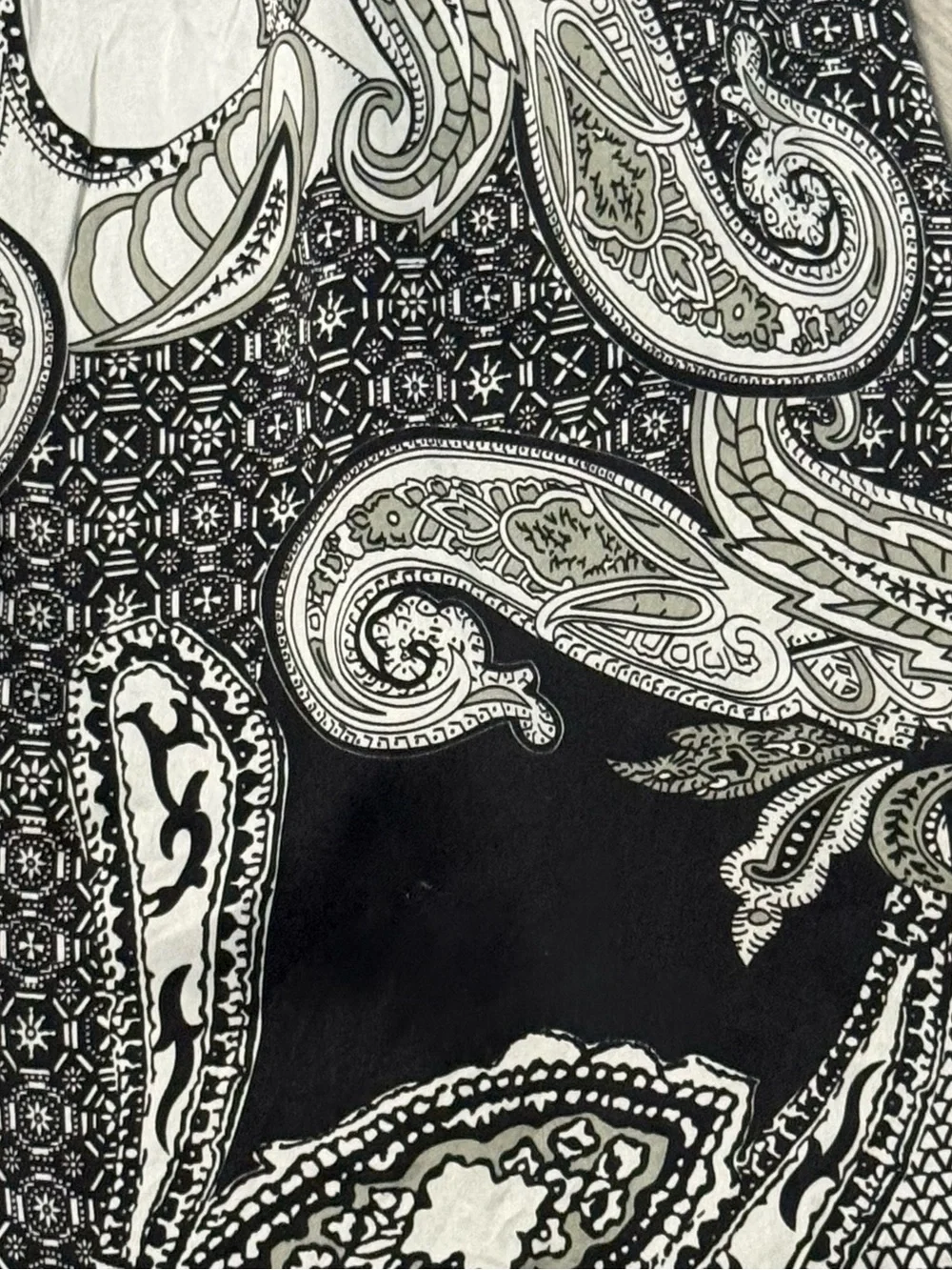 100% Silk OC by OC Paisley Print Summer Dress - Black & White